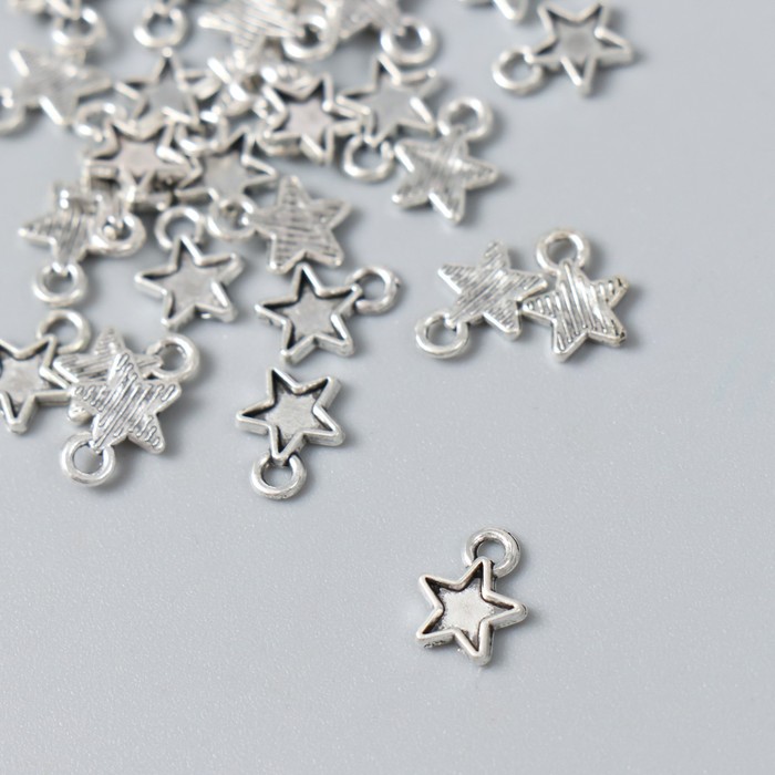 Декор для творчества металл "Маленькая звёздочка" серебро 0,8х0,9 см - Фото 1