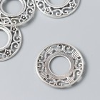 Декор для творчества металл "Круглая рамка цветочная" серебро 3,3х3,3 см - Фото 2