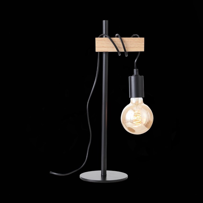 Прикроватная лампа Evoluce. SL1142.404.01. Bagetti. 1х60 Вт, E27, 17х14х46 см, цвет чёрный, светлое дерево - фото 1884236790