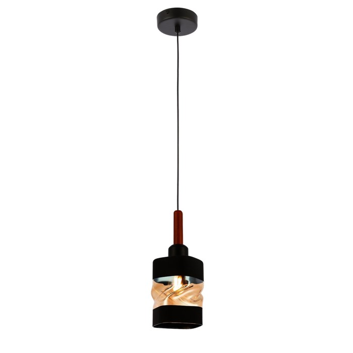 Светильник подвесной E27, 1x60W, 25x10 см, цвет чёрный, темное дерево
