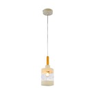 Светильник подвесной E27, 1x60W, 25x10 см, цвет белый, светлое дерево, прозрачный - фото 4125983