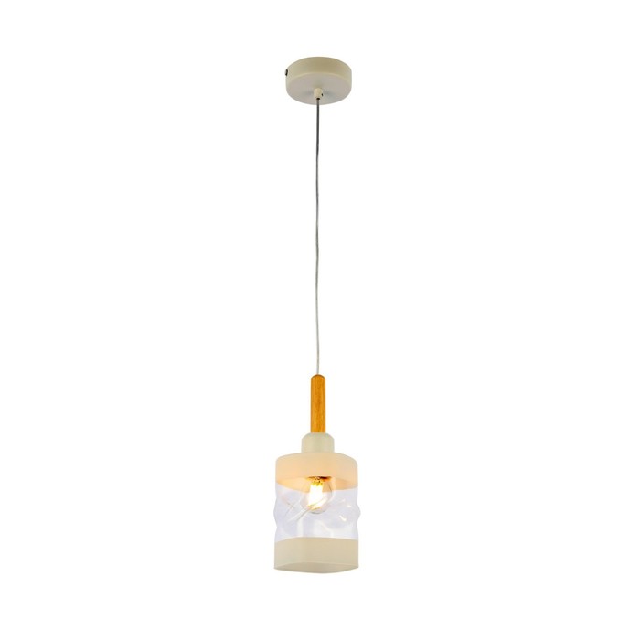 Светильник подвесной E27, 1x60W, 25x10 см, цвет белый, светлое дерево, прозрачный
