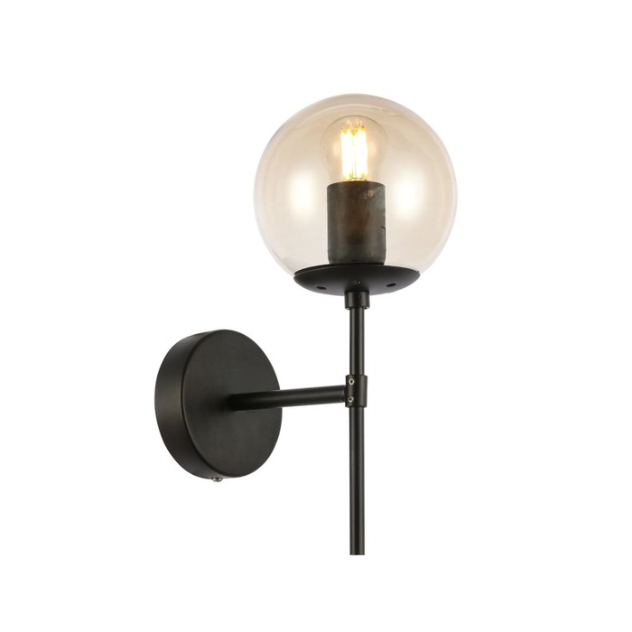Светильник настенный E27, 1x40W, 20x30 см, цвет чёрный, янтарный
