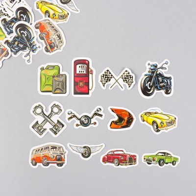 Набор бумажных наклеек для декора «Арт Узор. Адреналин и скорость», 48 шт., тиснение серебро, 9×7×0.8 см