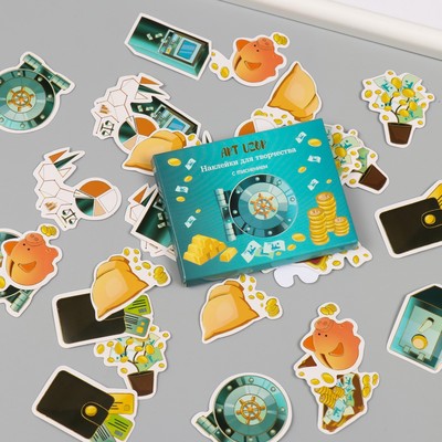 Наклейки для творчества «Богатство», тиснение золото, набор 48 шт., 9×7×0.8 см