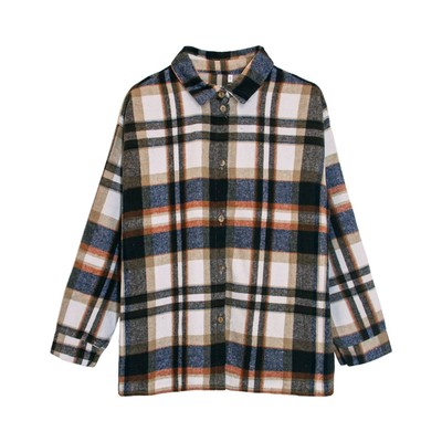 Рубашка женская в клетку Be Friends, размер 50-54, цвет коричнево-красный