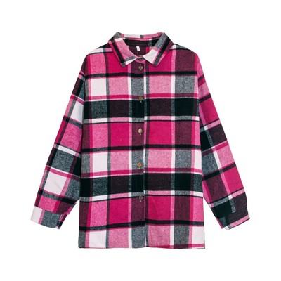 Рубашка женская в клетку Be Friends, размер 50-54, цвет розовый