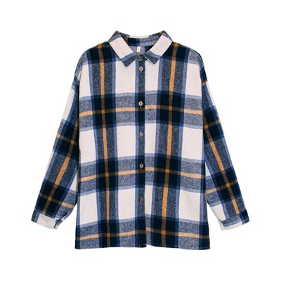 Рубашка женская в клетку Be Friends, размер 50-54, цвет сине, коричневый