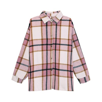 Рубашка женская в клетку Be Friends, размер 50-54, цвет бело-розовый