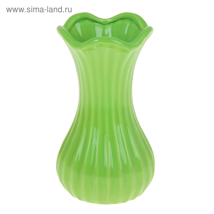 ваза керамика глянец цветной лотос зеленый 18*9,5 см - Фото 1