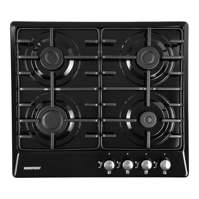 Варочная поверхность NORDFROST HS 6040 B, газовая, 4 конфорки, чёрный - Фото 1