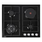 Варочная поверхность NORDFROST HS 6032 B, газовая/электрическая, 4 конфорки, чёрный - Фото 1