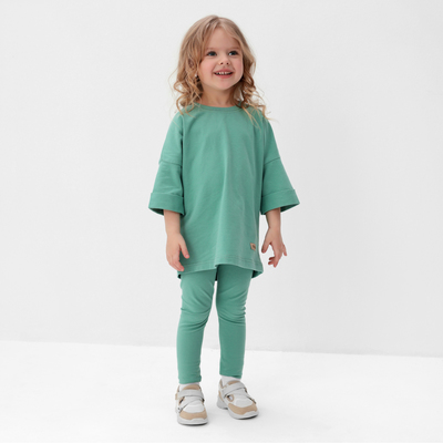 Костюм для девочки (футболка, лосины) MINAKU, оливковый, рост 110 см