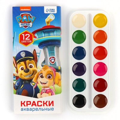 Акварель медовая «Щенки», 12 цветов, в картонной коробке, без кисти