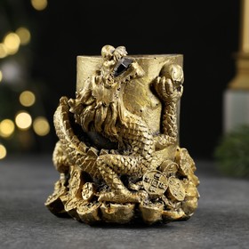 Карандашница "Дракон" старое золото, 10х6х6см