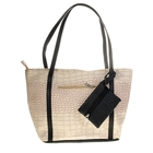 Сумка женская "Змея", 1 отдел, 4 наружных кармана, с кошельком, цвет светло-бежевый/черный - Фото 3