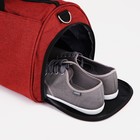 Сумка спортивная на молнии, отдел для обуви, длинный ремень, цвет бордовый - фото 6992665
