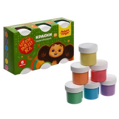Краски пальчиковые для малышей ROXY-KIDS 1+: 6 цветов по 60 мл + обучающая брошюра