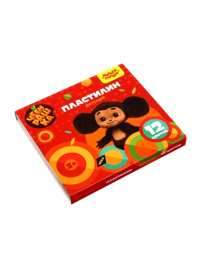Пластилин 12 цветов 180 г, Мульти-Пульти "Чебурашка", со стеком, картонная упаковка