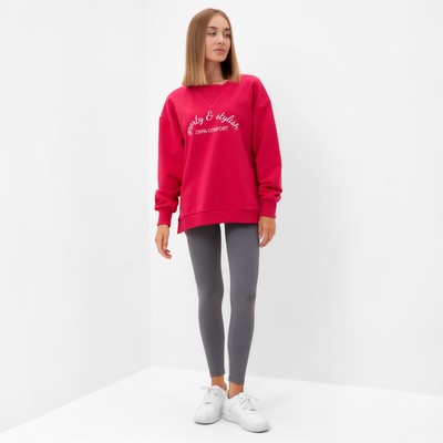 Свитшот женский MINAKU: SPORTY & STYLISH, фуксия, размер 50
