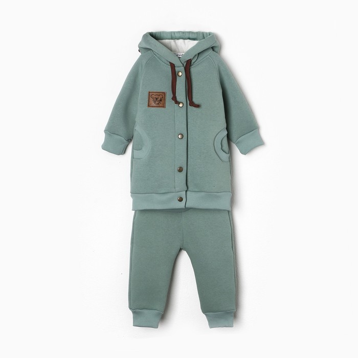 Комплект (кофточка/штанишки) детский НАЧЁС, цвет олива, рост 80 см - Фото 1