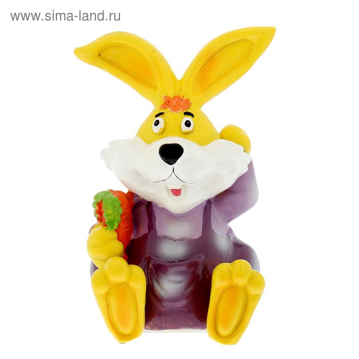 Копилка полистоун "Кролик с морковкой" 9,5х10,5х15,5 см - Фото 1