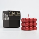 Свеча фигурная "Баблс" большой куб, 5х5х5 см, красный, в коробке - фото 7247646
