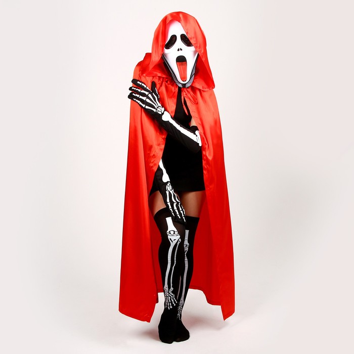 Карнавальный костюм «Хэллоуин красный», плащ 120см, маска, гольфы, перчатки