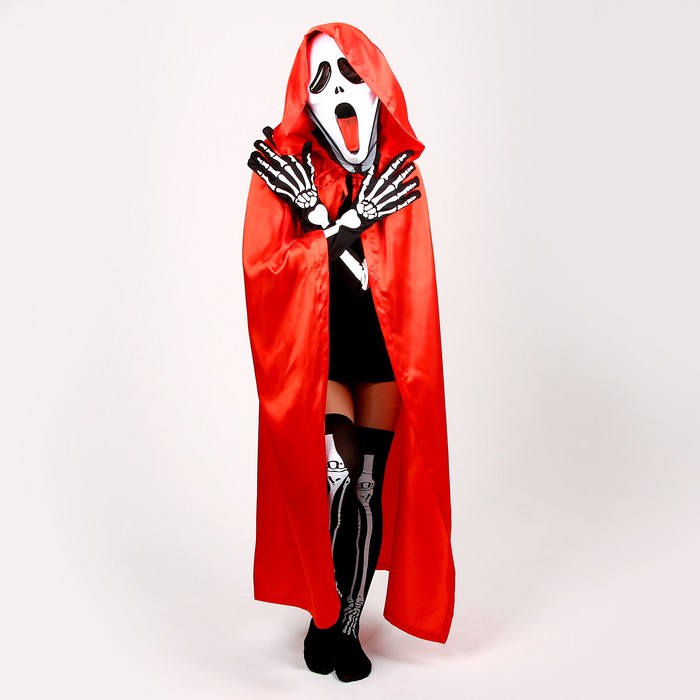 Карнавальный костюм «Хэллоуин красный», плащ 120 см, маска, гольфы, перчатки - фото 1884240709