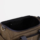 Сумка спортивная на молнии, 2 наружных кармана, длинный ремень, цвет хаки - фото 22379327