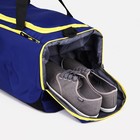 Сумка спортивная на молнии, отдел для обуви, 2 наружных кармана, длинный ремень, цвет синий - фото 6993943