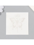 Переводная тату на тело синяя водостойкая «Бабочка и роза», 6×6 см 9323619