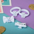 Набор для волос "Милашка" (2 зажима 3,5 см, 2 резинки) мишка белый (комплект 6 шт) - фото 22379494 Набор для волос "Милашка" (2 зажима 3,5 см, 2 резинки) мишка белый (комплект 6 шт) - фото 22379494