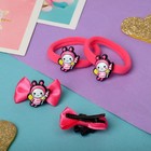 Набор для волос "Милашка" (2 зажима 3,5 см, 2 резинки) пчелка (комплект 6 шт) - фото 22379503