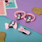 Набор для волос «Милашка», 2 зажима 3.5 см, 2 резинки, единорожка (комплект 6 шт) - фото 53301974