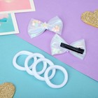 Набор для волос «Перелив», 6 шт.: 2 зажима 5.5 см, 4 резинки, белый - Фото 3