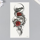 Татуировка на тело чёрная, цветная "Дракон, розы и геометрия" 11,4х21 см - Фото 1