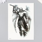 Татуировка на тело чёрная "Архангел с мечом" 14,5х21 см - фото 319627212