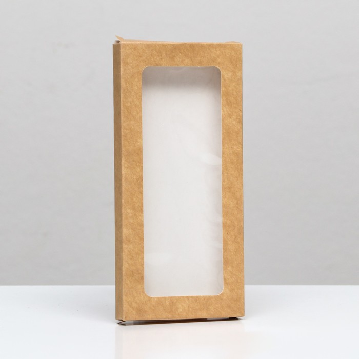 Коробка под плитку шоколада, крафт, с окном 17,1 х 8 х 1,4 см - Фото 1