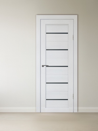 Комплект межкомнатной двери «B-1/05», со стеклом, 2000×700 мм, цвет ясень трэвис/лакобель чёрный