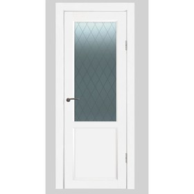 Комплект межкомнатной двери М-2.1/08 Белая шагрень стекло РОМБ 2000x700