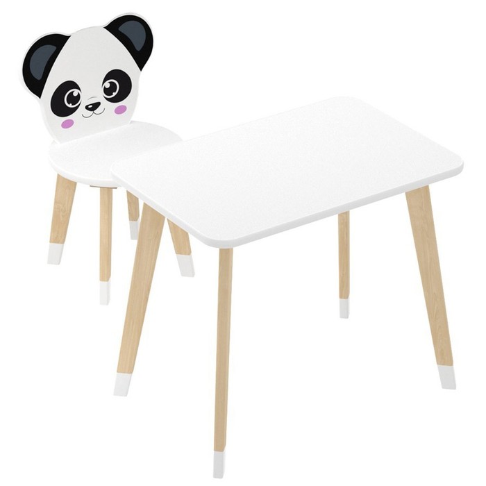 Комплект из детского стола и стула «Скандик. Принт. Панда»