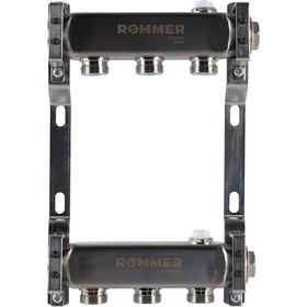 Коллектор ROMMER RMS-4401-000003, 1"х3/4", 3 выхода, для радиаторной разводки, нерж. сталь