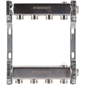Коллектор ROMMER RMS-4401-000004, 1"х3/4", 4 выхода, для радиаторной разводки, нерж. сталь