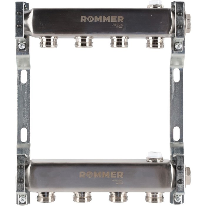 Коллектор ROMMER RMS-4401-000004, 1"х3/4", 4 выхода, для радиаторной разводки, нерж. сталь - Фото 1