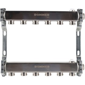 Коллектор ROMMER RMS-4401-000006, 1"х3/4", 6 выходов, для радиаторной разводки, нерж. сталь