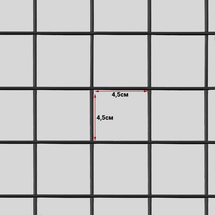 Сетка торговая 100x200см, окантовка 6мм, пруток - 4мм, цвет черный (порошковое покрытие) - фото 1887178789