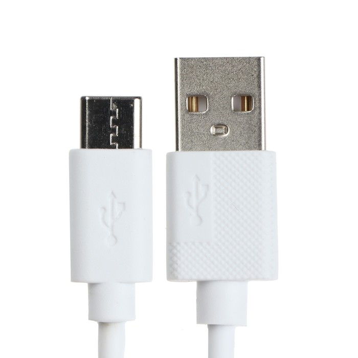 Кабель Type-C - USB, 2.4 А, 1 м, зарядка + передача данных, пакет, белый - фото 51464774