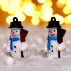 Миниатюра кукольная «Снеговик в чёрной шляпе», набор 2 шт., размер 1 шт. — 3,1 × 2,1 см - Фото 2