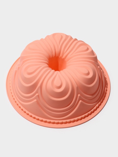 Форма для выпечки Доляна «Немецкий кекс. Торжество», силикон, 22.5×8 см, внутренний диаметр 20 см, персиковая